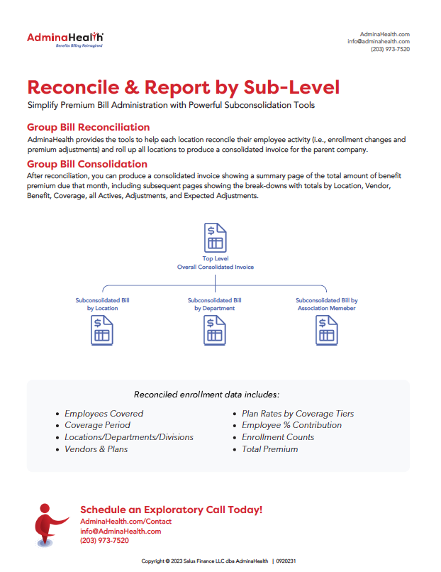 AdminaHealth: Reconcile and Report by Sub-Level