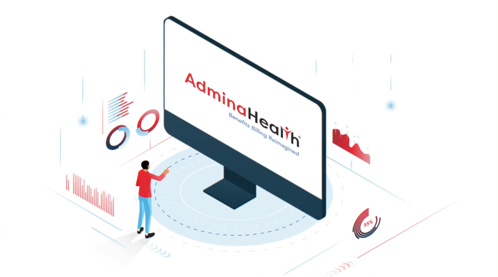 Person looking at computer monitor highlighting AdminaHealth